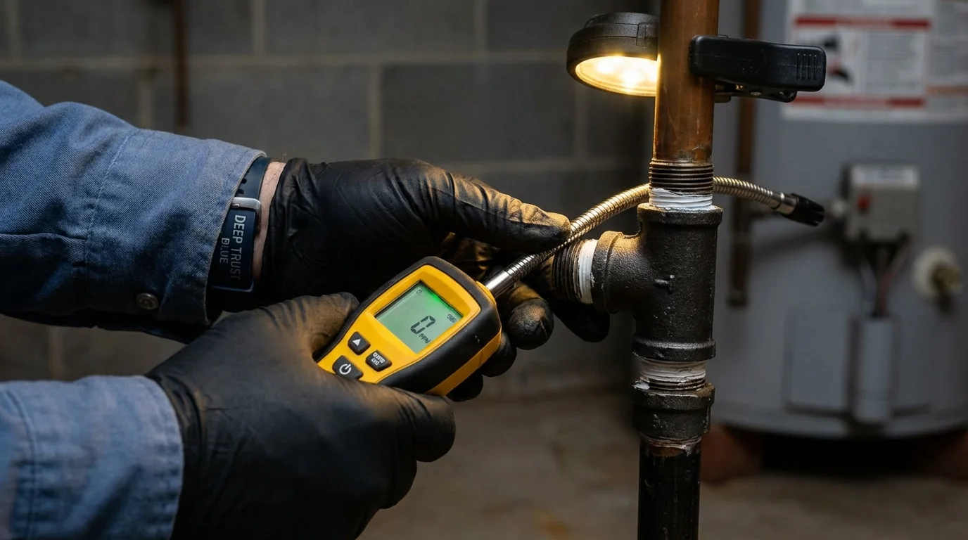 Gas leak detection with electronic sniffer by Johns Plumbing LLC in San Luis Obispo