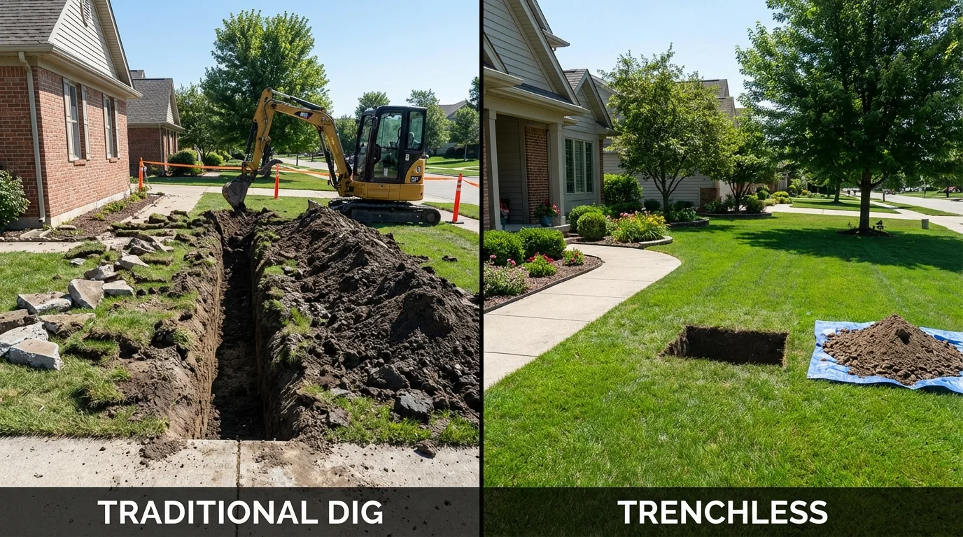 Trenchless sewer repair with minimal yard damage versus traditional excavation in San Luis Obispo, CA